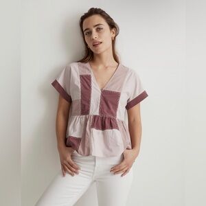 Poplin Patchwork Peplum Top - Madewell